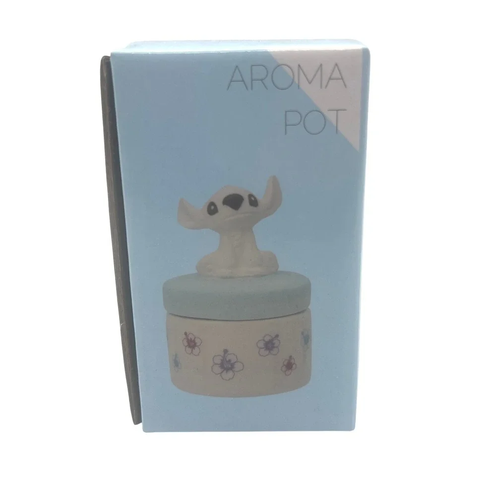 Disney‎ Stitch Aroma Pot Holder Ceramic Hibiscus Flower Blue Lid New